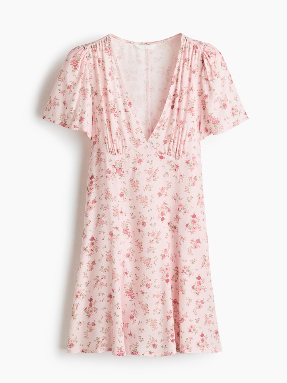 H&M Pink Floral Wrap-Style Mini Dress
